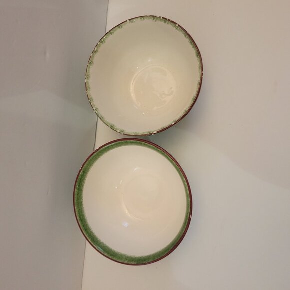 The Cellar Set Of 2 Christmas-Themed Ceramic Bowls Snowy Cabin & Pine Design - Picture 2 of 7